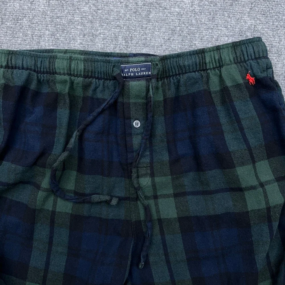 Polo Ralph Lauren Flannel Sleepwear Pants Men Large Blackwatch Plaid Pony Lounge